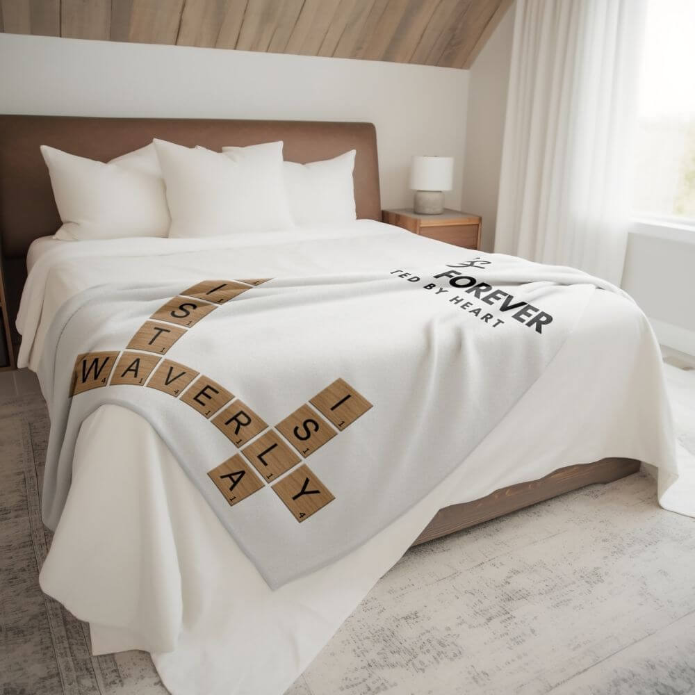 Forever Connected By Heart Scrabble Name Personalized Cozy Plush Blanket - 50"x60"