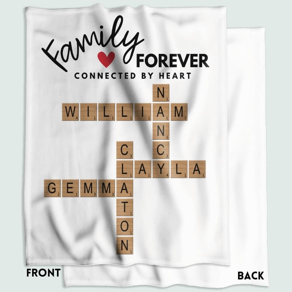 Forever Connected By Heart Scrabble Name Personalized Cozy Plush Blanket - 50"x60"
