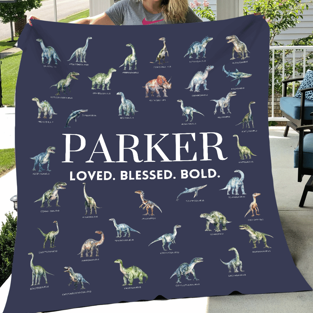 Personalized Kids Name Cozy Plush Dinosaur Blanket - 50"x60"