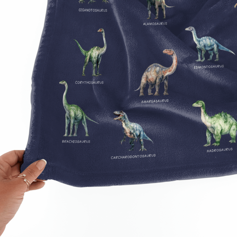 Personalized Kids Name Cozy Plush Dinosaur Blanket - 50"x60"