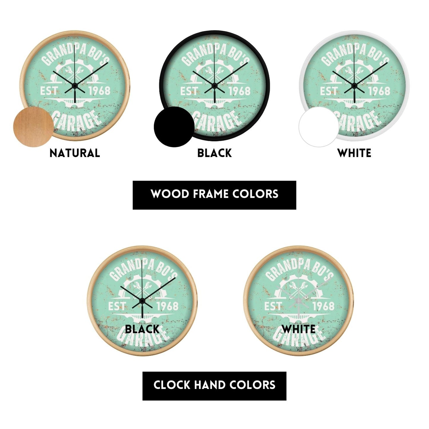Personalized Workshop Clock – Custom Garage or Man Cave Wall Clock