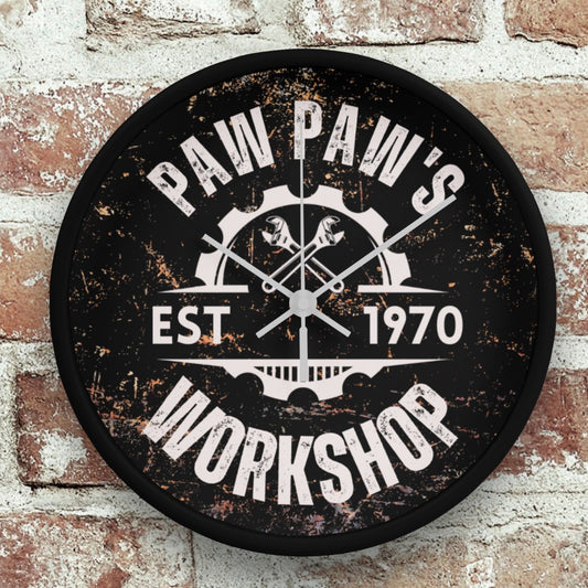 Personalized Workshop Clock β Custom Garage or Man Cave Wall Clock