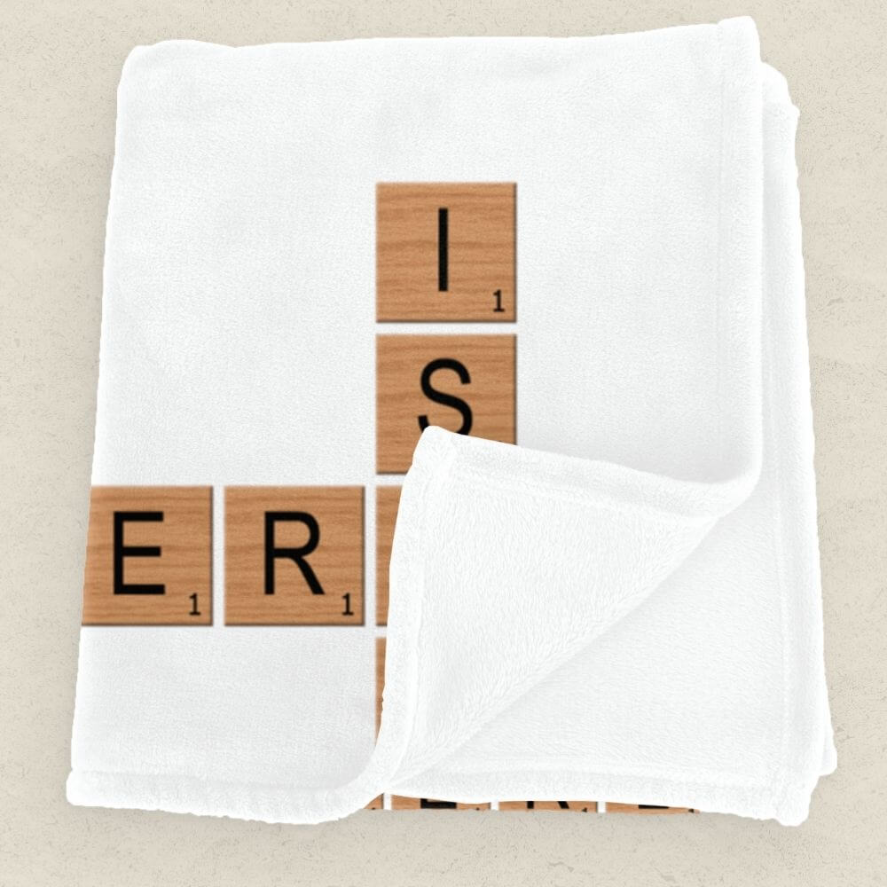 Forever Connected By Heart Scrabble Name Personalized Cozy Plush Blanket - 50"x60"