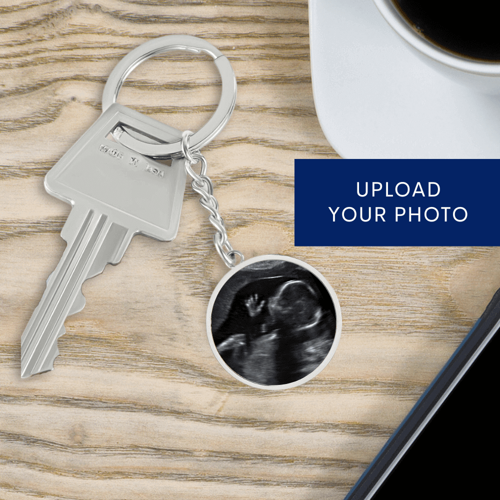 Daddy To Be - Ultrasound Present - I Will Hold Your Heart - Circle Keychain