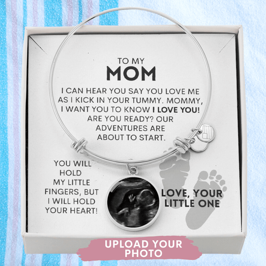 Mommy - Pregnancy - I Will Hold Your Heart - Personalized Photo Bracelet