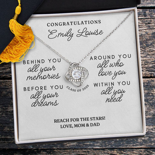 To My Graduate β Behind, Before, Around & Within You β Graduation Gift Necklace