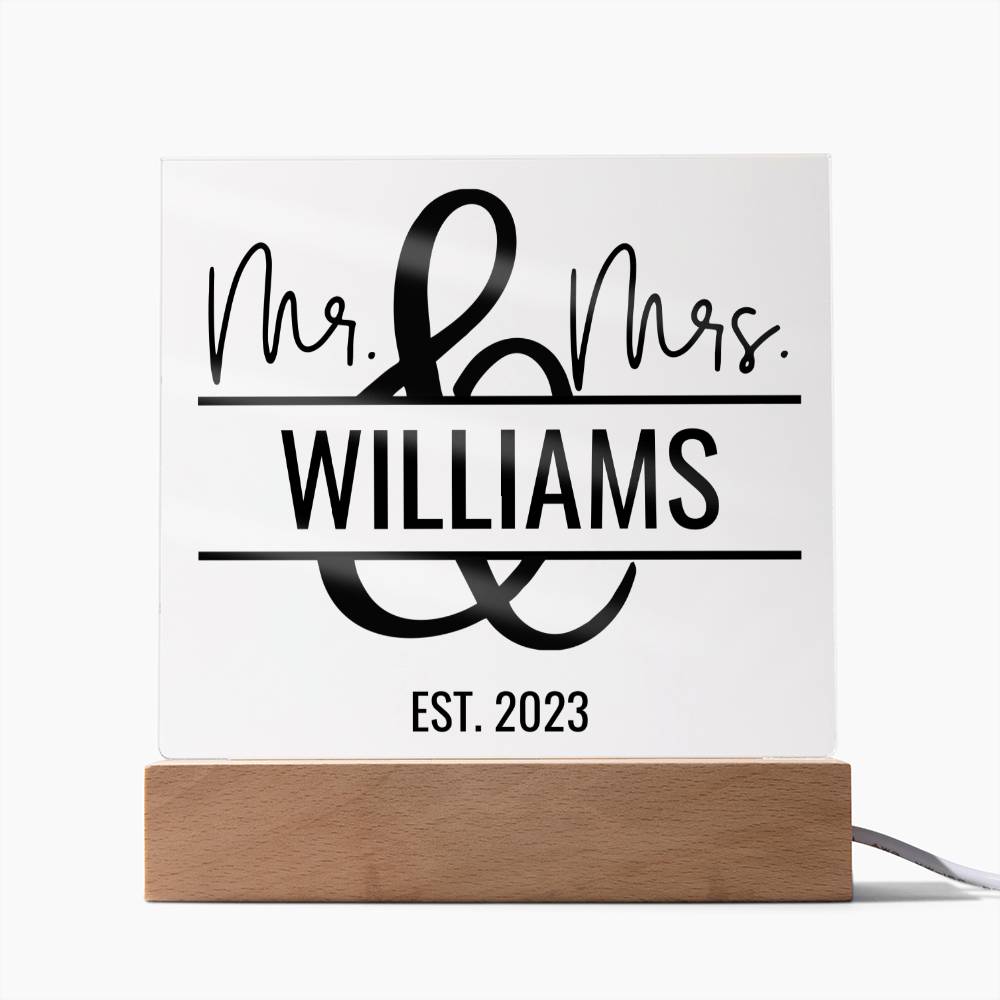 Mr. & Mrs. Personalized Name Plaque - Wedding Anniversary Gift