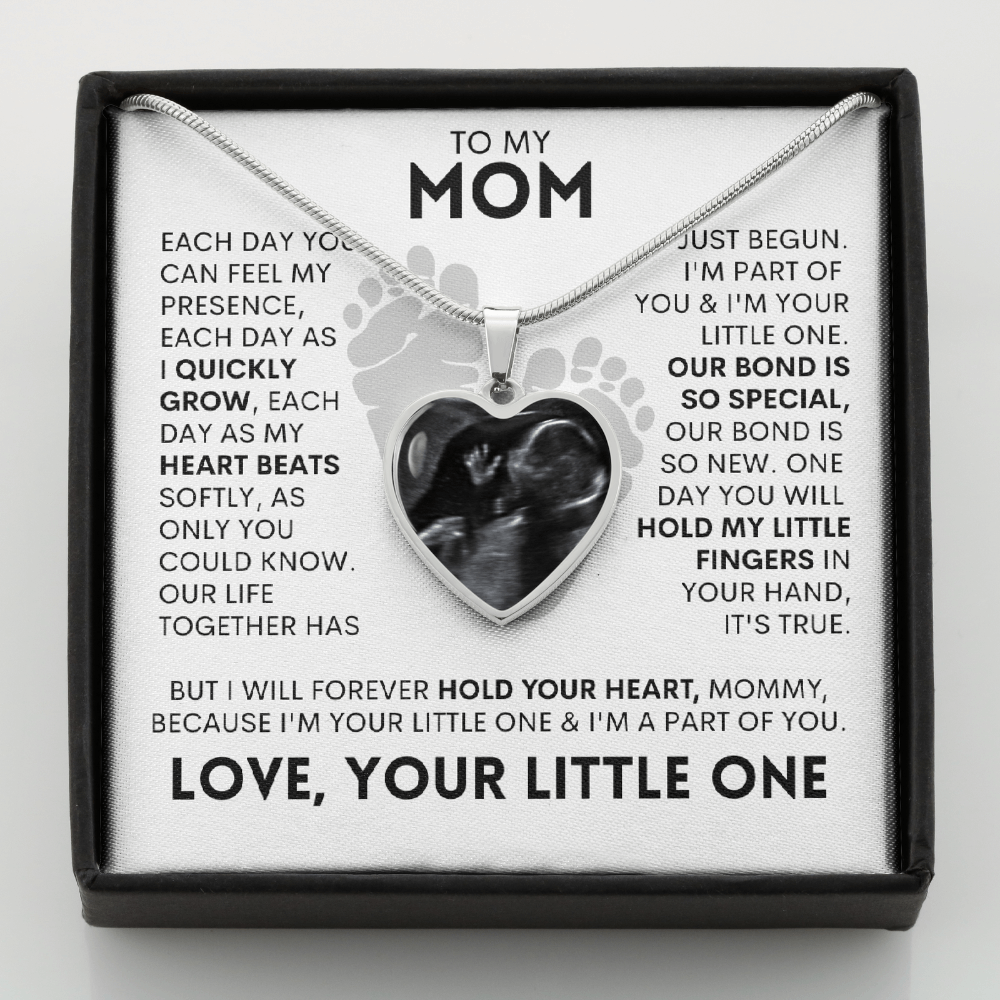 Mommy - Pregnancy - I'm Your Little One - Personalized Photo Heart Necklace
