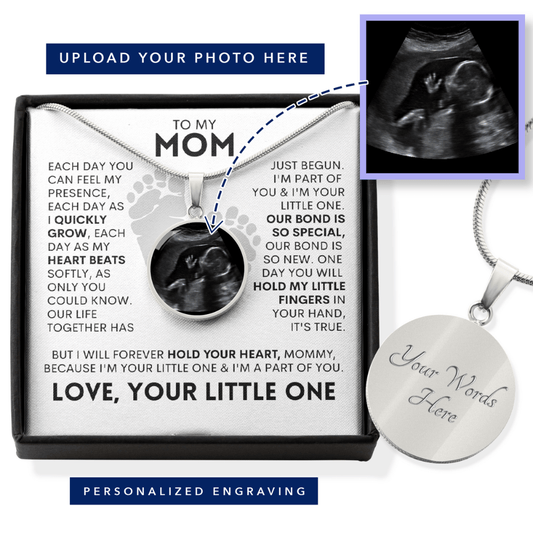 Mommy - Pregnancy - I'm Your Little One - Personalized Photo Circle Necklace