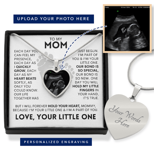 Mommy - Pregnancy - I'm Your Little One - Personalized Photo Heart Necklace