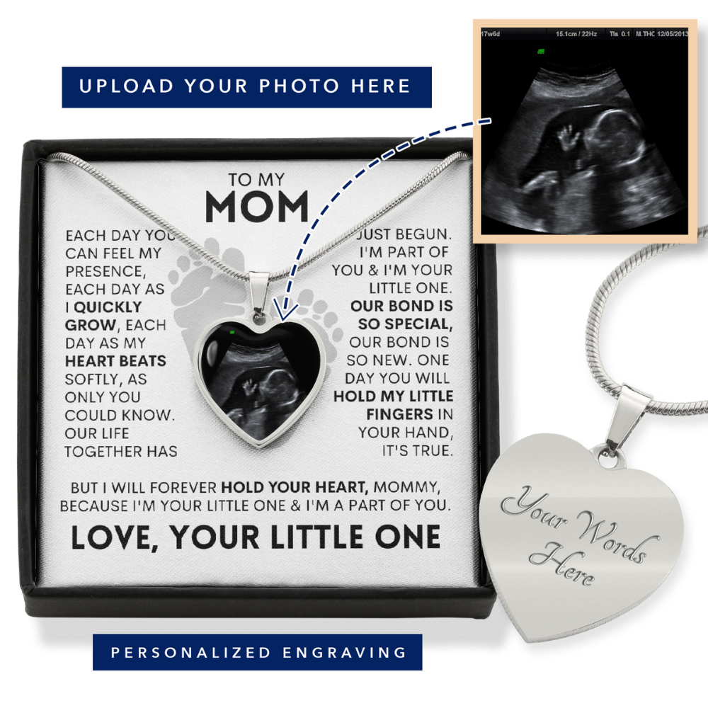 Mommy - Pregnancy - I'm Your Little One - Personalized Photo Heart Necklace