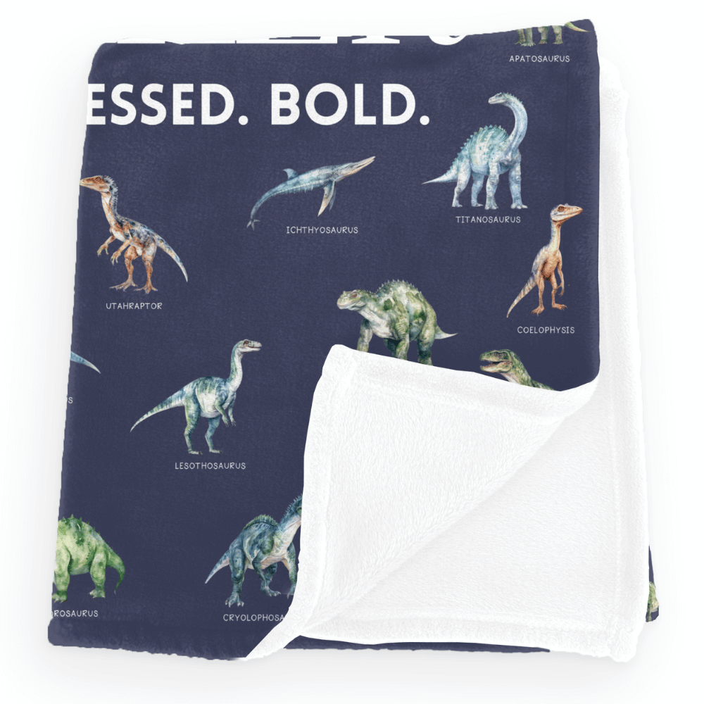 Personalized Kids Name Cozy Plush Dinosaur Blanket - 50"x60"