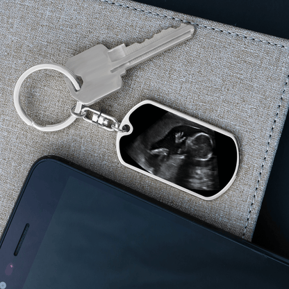 Daddy To Be - Ultrasound Present - I Will Hold Your Heart - Dog Tag Keychain