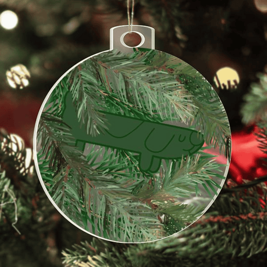 Find the Hidden Longdog - Crystal Clear Acrylic Christmas Tree Ornament