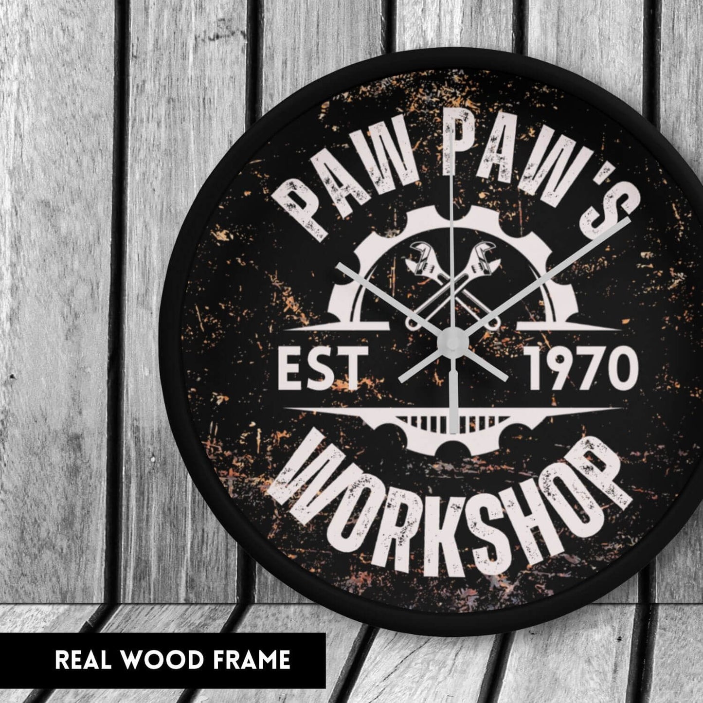 Personalized Workshop Clock – Custom Garage or Man Cave Wall Clock