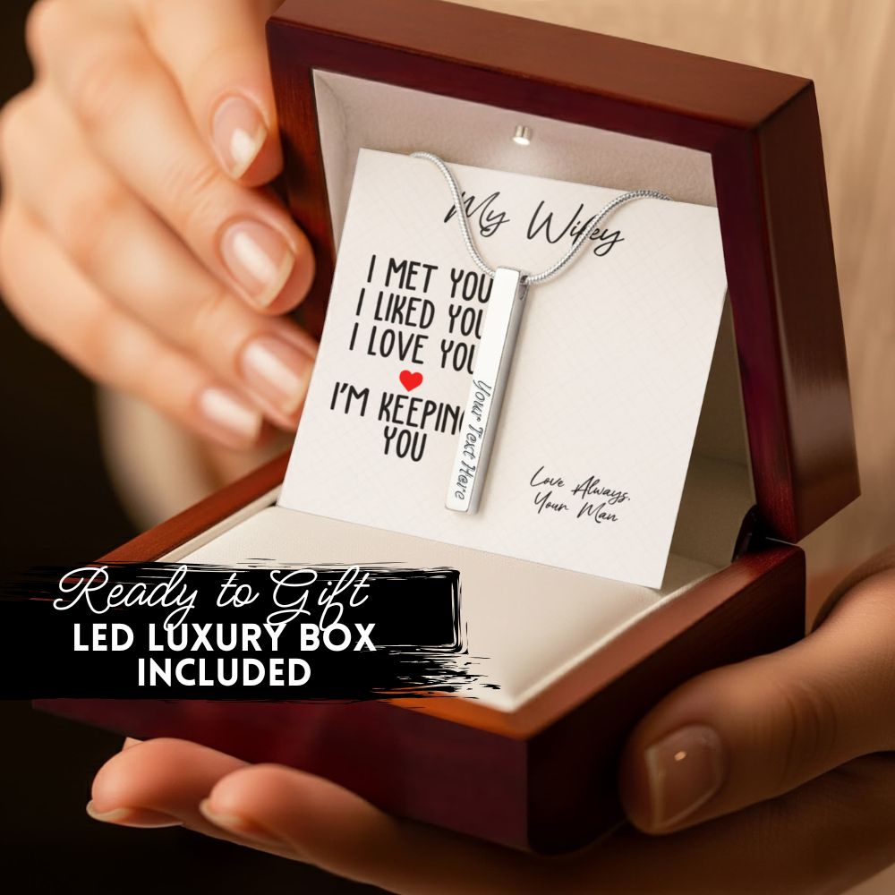 Custom Engraved Bar Necklace – Like You, Love You, Keeping You