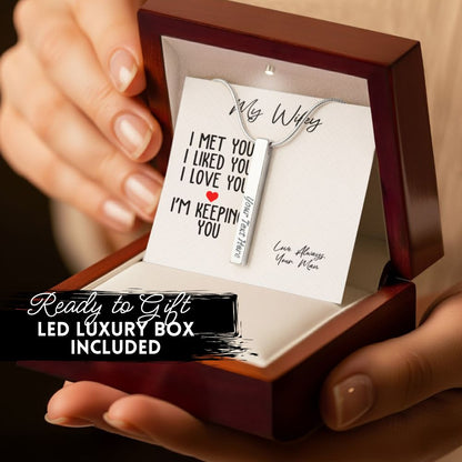 Custom Engraved Bar Necklace – Like You, Love You, Keeping You