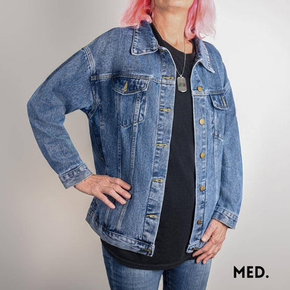 Oversized Mama Boyfriend-Cut Denim Jacket with Custom Year