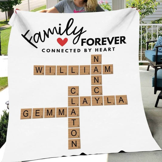 Forever Connected By Heart Scrabble Name Personalized Cozy Plush Blanket - 50"x60"