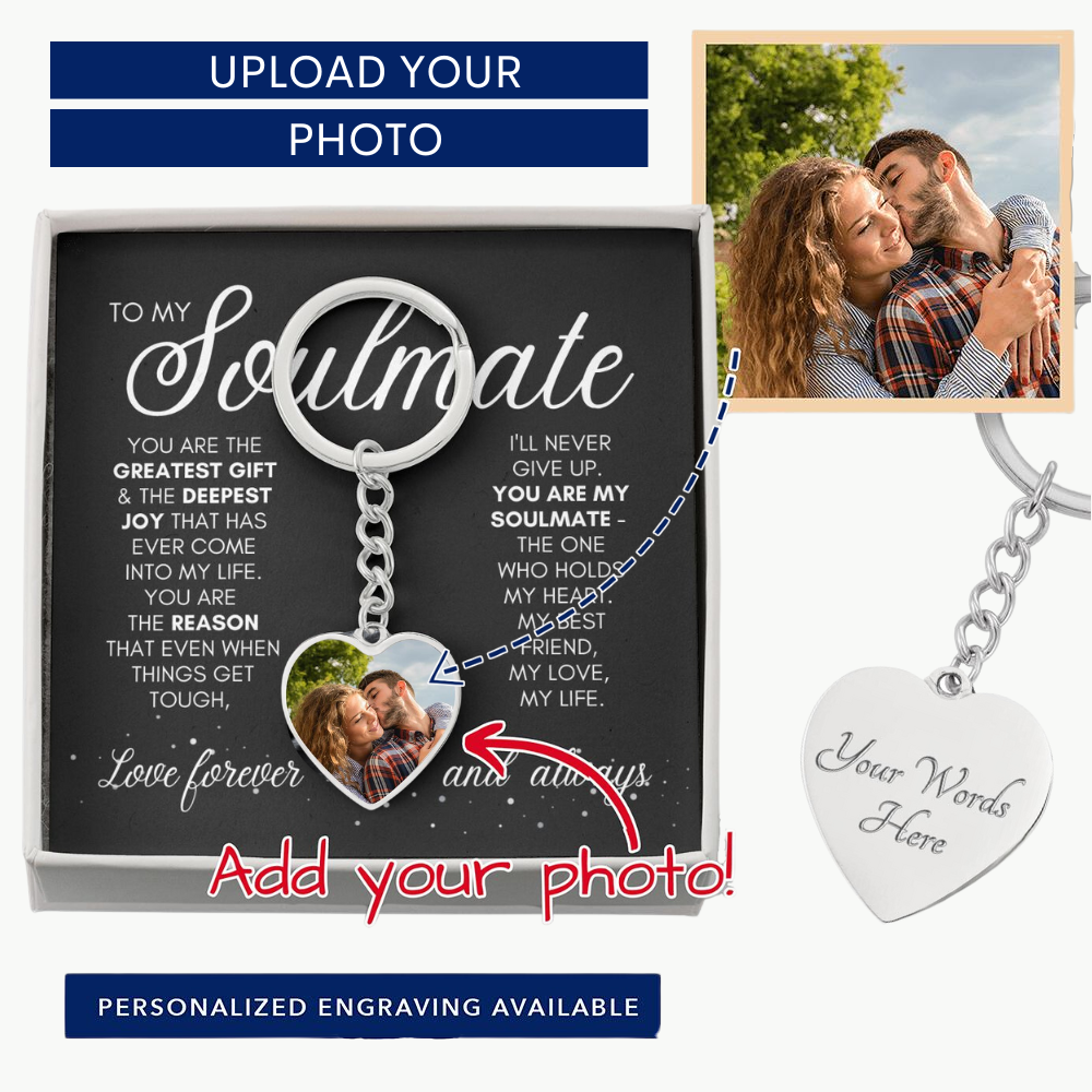 To My Soulmate - My Gift, My Joy, My Reason - Custom Photo Heart Keychain