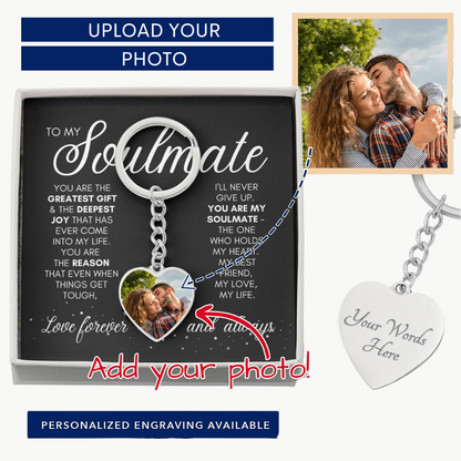 To My Soulmate - My Gift, My Joy, My Reason - Custom Photo Heart Keychain