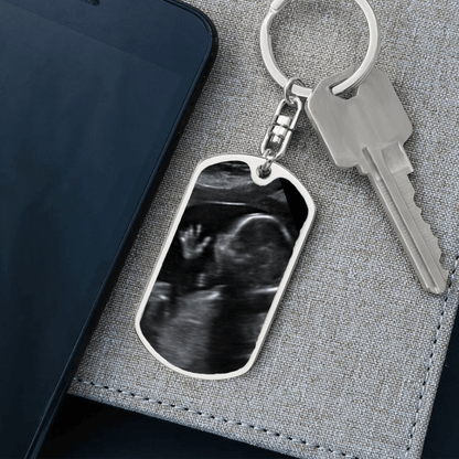 Daddy To Be - Ultrasound Present - I Will Hold Your Heart - Dog Tag Keychain