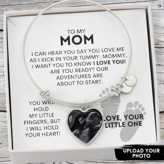 Mommy - Pregnancy - I Will Hold Your Heart - Personalized Photo Heart Bracelet