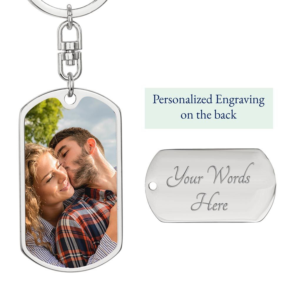 To My Husband - My Best Friend, My Love, My World - Custom Photo Dog Tag Keychain