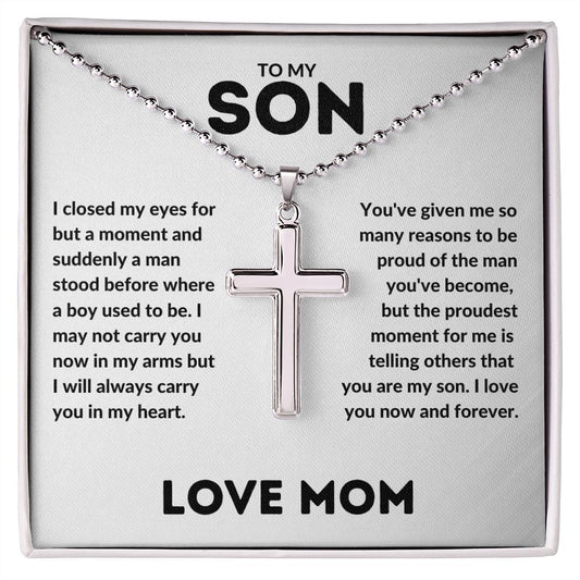 To My Son - Proud to Be Your Mom - Cross Necklace