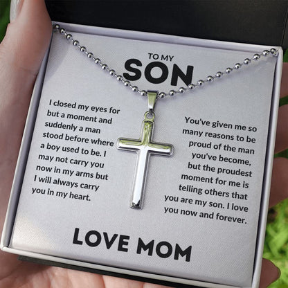 To My Son - Proud to Be Your Mom - Cross Necklace