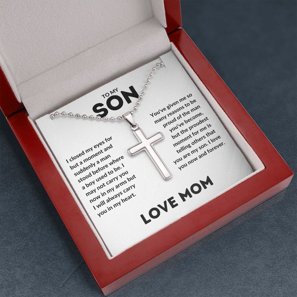 To My Son - Proud to Be Your Mom - Cross Necklace