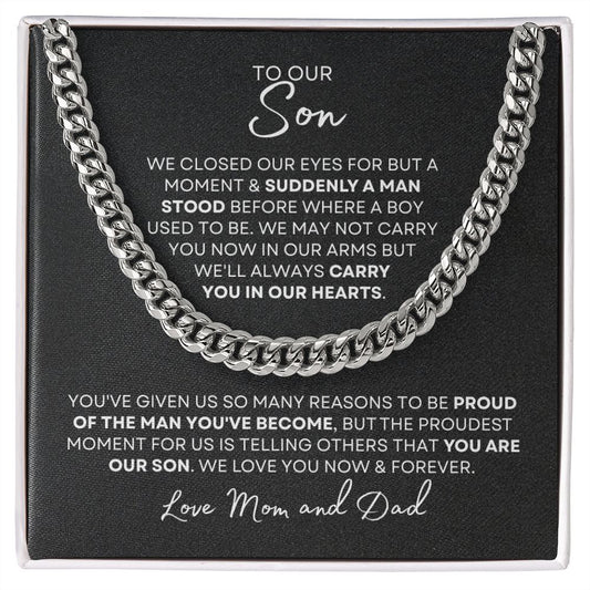 To Our Son - Proud to Be Your Parents - Chain Necklace