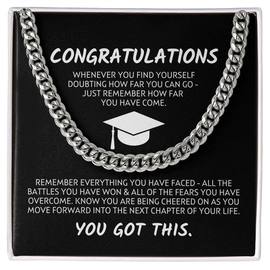 Grad You Got This - Cheering You On - Congratulations Graduation Chain Necklace