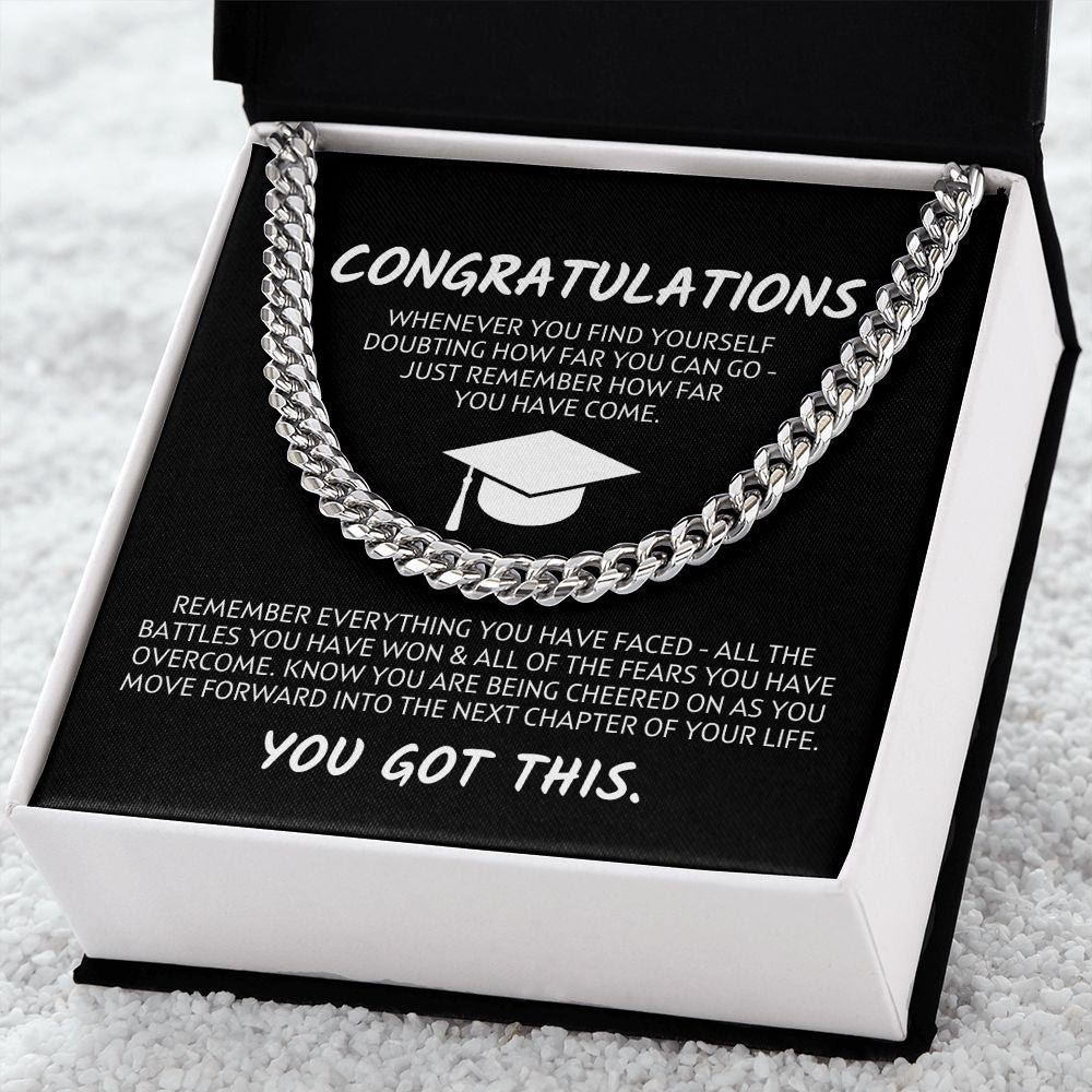 Grad You Got This - Cheering You On - Congratulations Graduation Chain Necklace