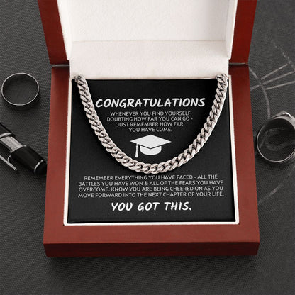 Grad You Got This - Cheering You On - Congratulations Graduation Chain Necklace