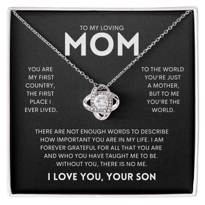 To My Loving Mom, You're the World - From Your Son - Necklace