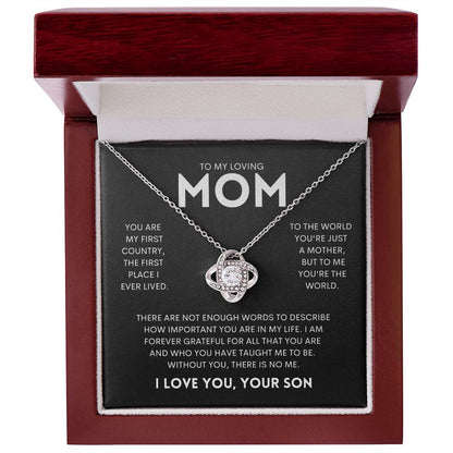 To My Loving Mom, You're the World - From Your Son - Necklace