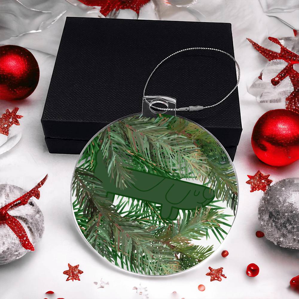 Find the Hidden Longdog - Crystal Clear Acrylic Christmas Tree Ornament