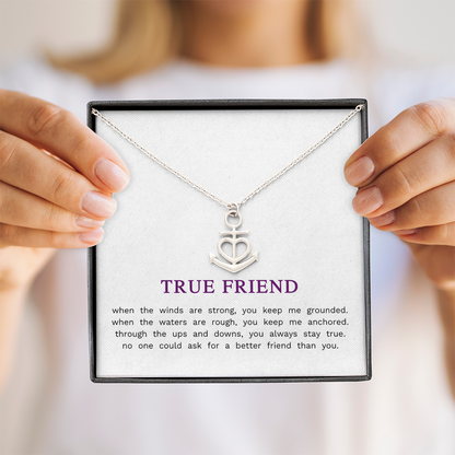 Friendship Anchor & Heart Stainless Steel Necklace - Unique Best Friend Jewelry Gift