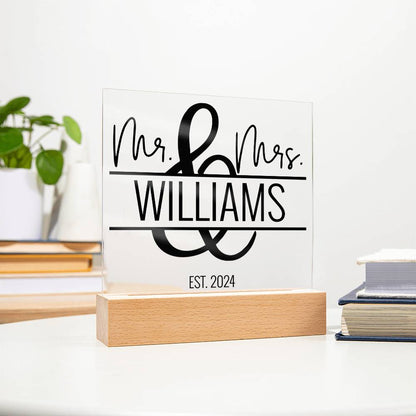 Mr. & Mrs. Personalized Name Plaque - Wedding Anniversary Gift