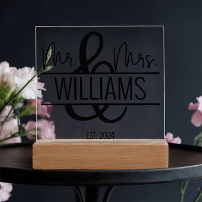 Mr. & Mrs. Personalized Name Plaque - Wedding Anniversary Gift