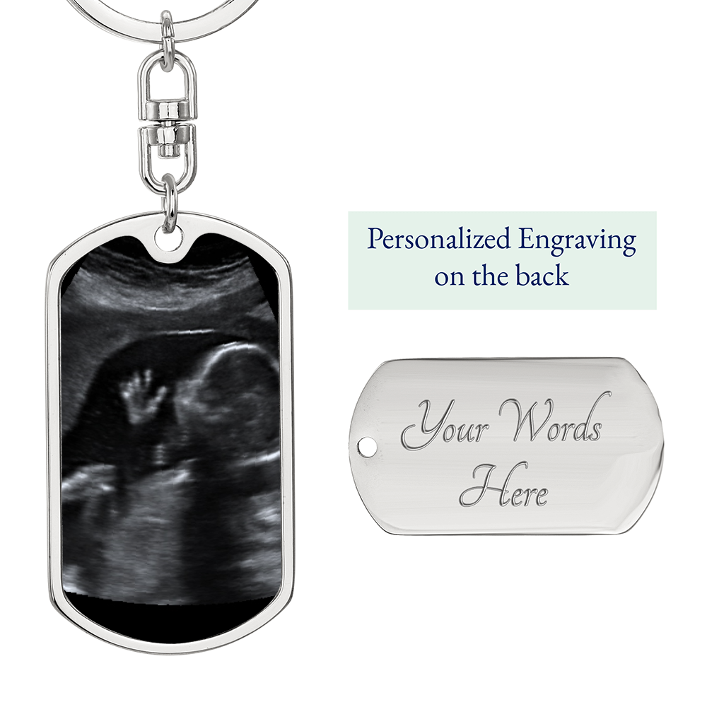 Daddy To Be - Ultrasound Present - I Will Hold Your Heart - Dog Tag Keychain