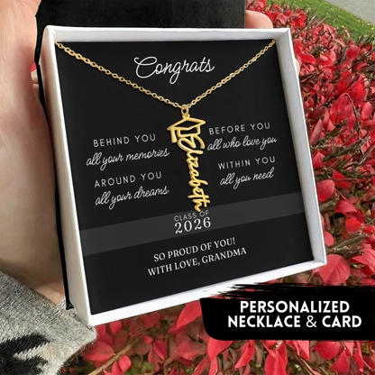 Personalized Graduation Gift Necklace - Custom Name